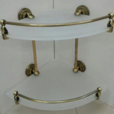 Полка двойная стекло угловая  Classic Retro Bronze R-30