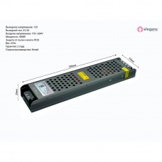 Блок питания 400Вт 12V узкий (без вентилятора) IP20